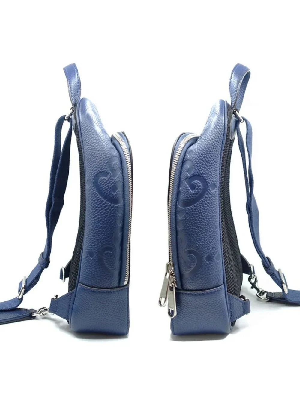 Gucci Cross Belt Bag Jumbo GG Navy Silver